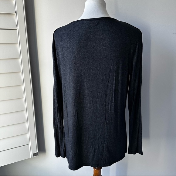 Belle Gray by Lisa Rinna Black/Gray Sparkle Long Sleeve Top Front Pocket Small - Picture 3 of 7